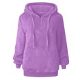 thumbnail image 6 of Women's Long Sleeve Pocket Solid Color Warm Pullover Hooded Sweatshirt Basic Winter Clothing Outfits Fall Clothes, 6 of 8