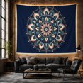 thumbnail image 6 of Boho Mandala on Navy Background, Calming Zen Boho Style for Art Lovers, Bohemian Wall Art, Housewarming Gift Tapestry Wall Hanging for Living Room and Bedroom, 6 of 7