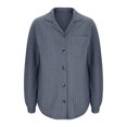 thumbnail image 5 of Olyvenn Stylish Womens Tops Button Down Shirts Spring Long Sleeve Lapel Neck Jacket Loose Ribbed Knit Work Blouses with Pocket Gray 4, 5 of 9