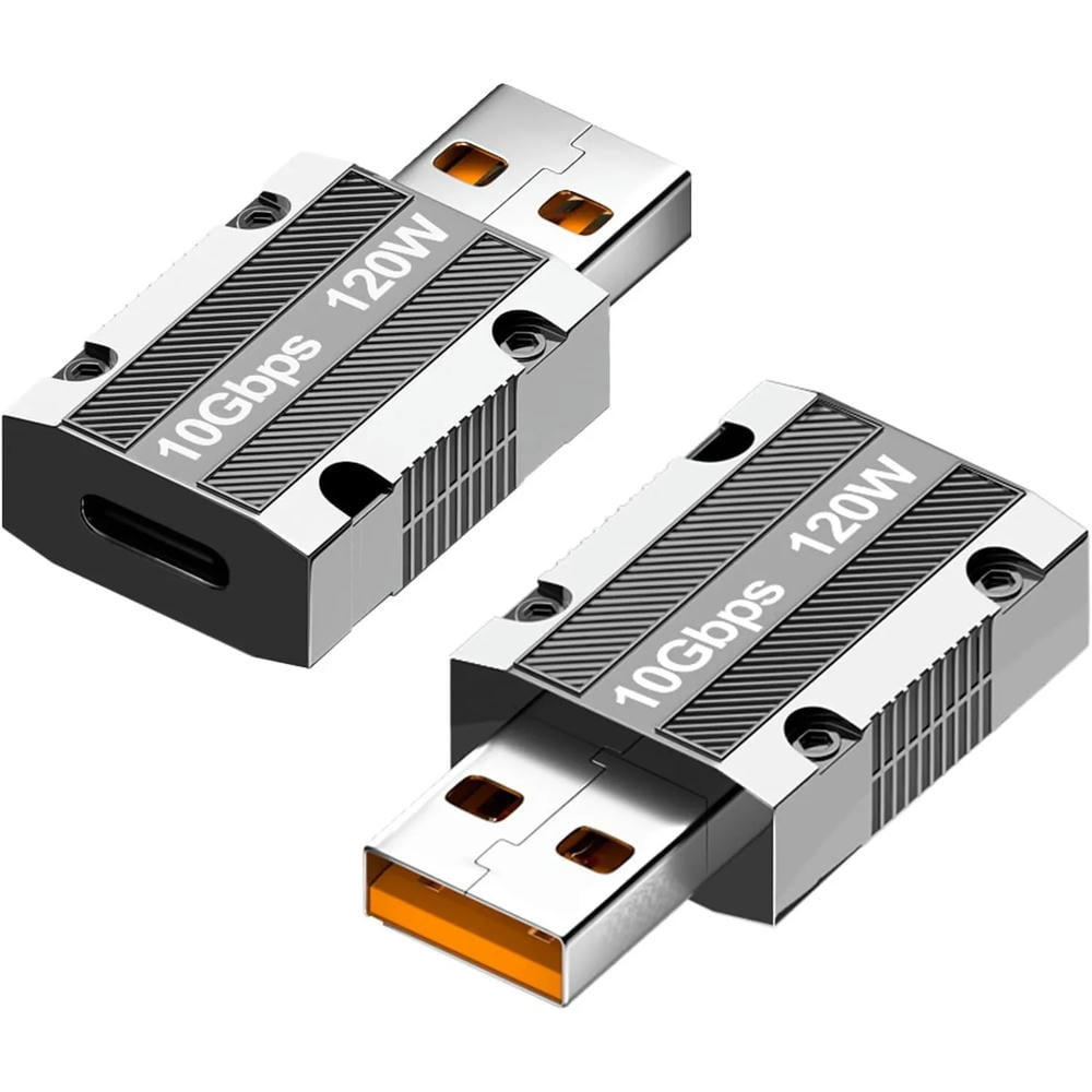 FOR 2pack USB C Female to USB Male Adapter, Zinc Alloy Double-Sided USB A to Type C Adapter with10Gbps High-Speed Data Transfer