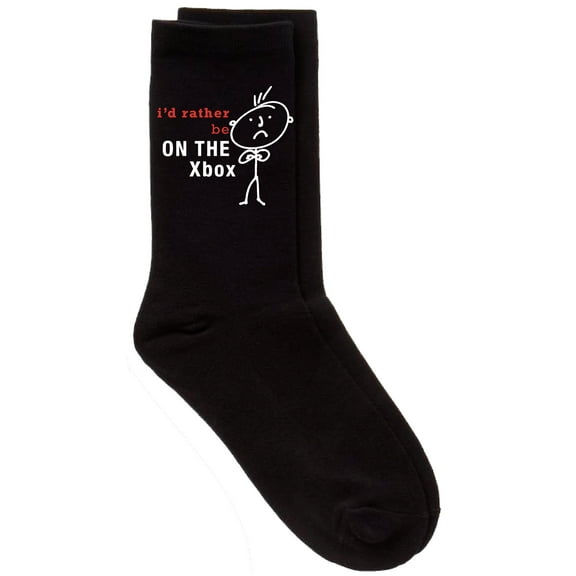 Men's I'd Rather Be On The Xbox Black Calf Socks Fathers Day Dad Husband Boyfriend Uncle Grandpa Grandad Present