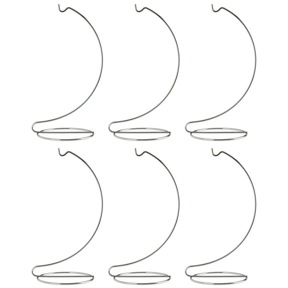 Creative Hobbies 8 Inch Tall Bright Silver Chrome Ornament Display Stand Hanger Holder, Pack of 6