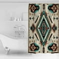 thumbnail image 4 of Red Teal Brown Shower Curtains for Bathroom Waterproof Fabric Bath Curtains Decor Bath Tub Curtain Southwestern Ethnic Geometric Boho Decorative Shower Curtain Sets with 12 Hooks, 72x72 Inch, 4 of 6