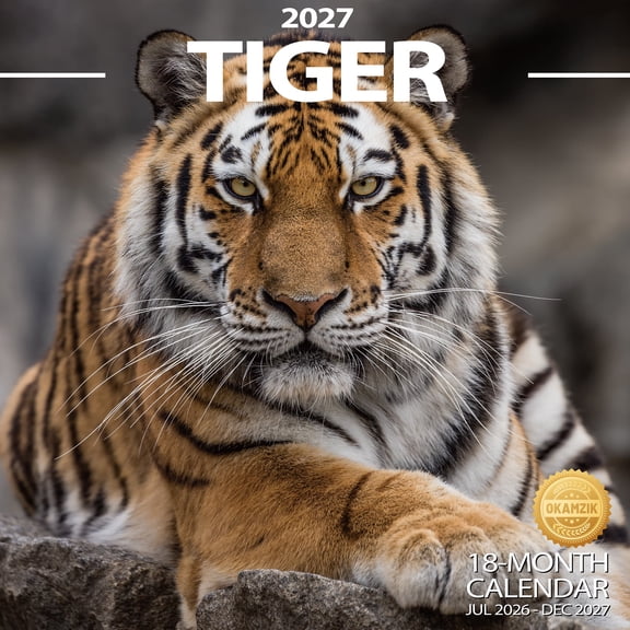 2027 Wall Calendar - Tiger Hangable Monthly Planner Calendar with Large Blocks for Organizing & Planning, Academic Schedule, Home, Office & family
