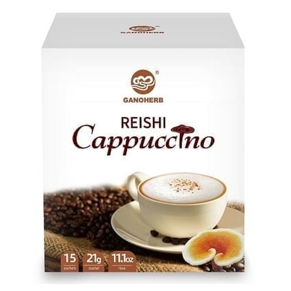 Mushroom Coffee Alternative Cappuccino Mix, Instant Superfood Coffee Drink with Reishi Mushroom Extract for Stress Relief, Immune Support, Smooth and Tasty, 11.1oz, 15 Count
