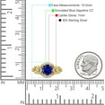 thumbnail image 7 of Art Deco Ring Sunflower Design Round Blue Sapphire Cubic Zirconia Yellow Tone 925 Sterling Silver, Size 7, 7 of 7