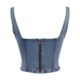 thumbnail image 3 of FASHOFT Denim Tops for Women Stretch Square Neck Jean Vests Sleeveless Pull on Summer Tops Western Waistcoat Blue L, 3 of 5