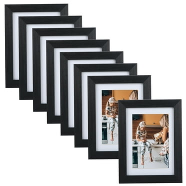 8 Pack 5x7 Picture Frames Set with Mat, Black Wall Mount and Table Top Photo Frame for Home Decor