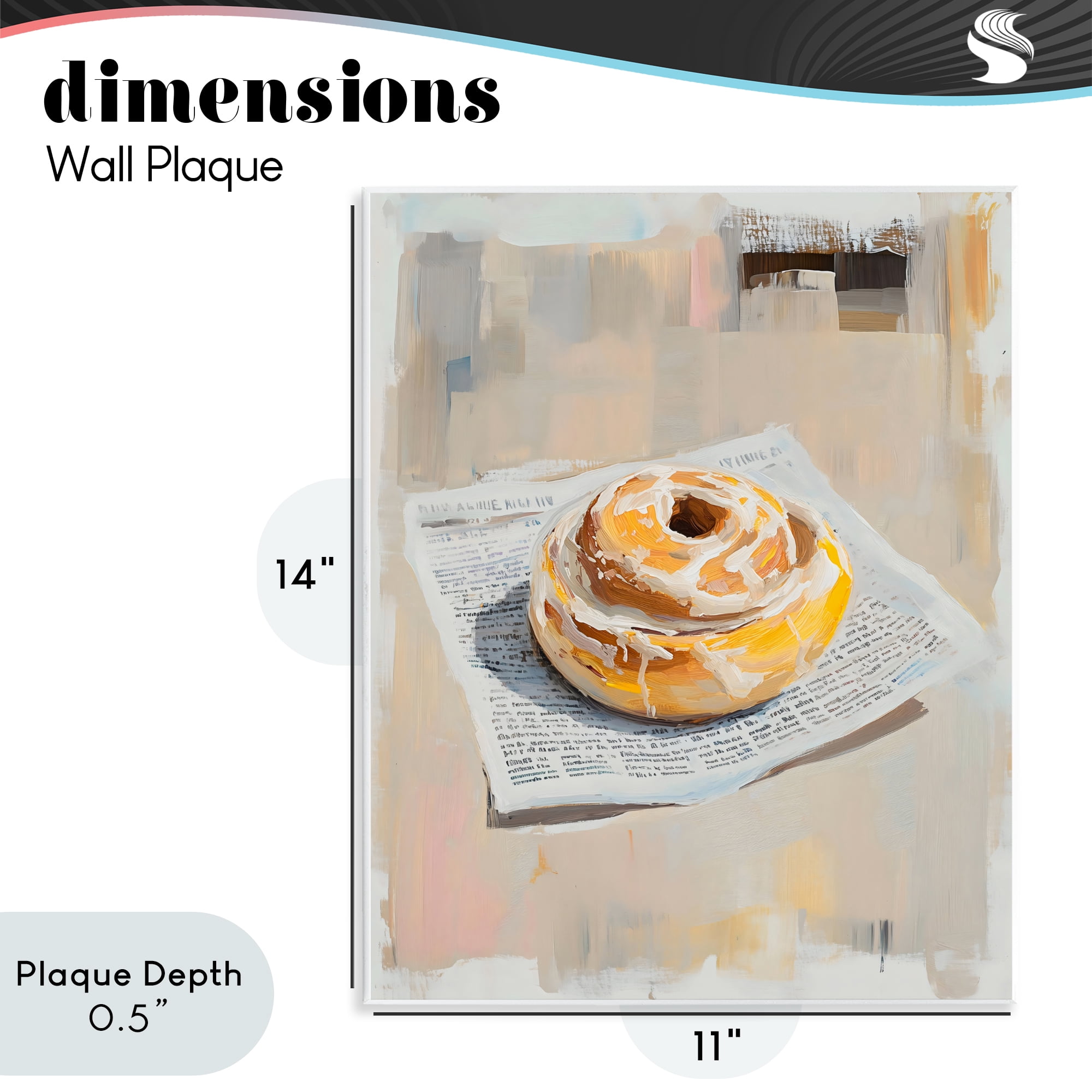 Stupell Industries Cinnamon Roll & Morning Paper Wall Plaque Art, design by The Prints Vibe