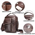 thumbnail image 3 of Bolso bandolera de cuero para hombre, estilo retro, pequeño, tipo bandolera, informal, con orificio para auriculares, para viaje, para almohadilla de 7,9", 3 of 8