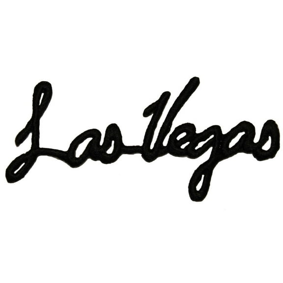 ID 0074Z "Las Vegas" Black Lettering Patch Cursive Sign DIY Iron On Applique