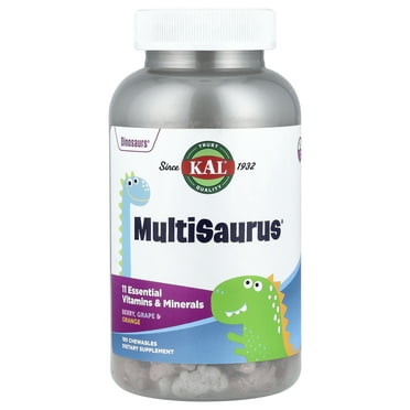 KAL Kids MultiSaurus Vitamins & Minerals | Berry, Grape & Orange Flavor | Childrens Daily Multivitamin | 180 Chewables