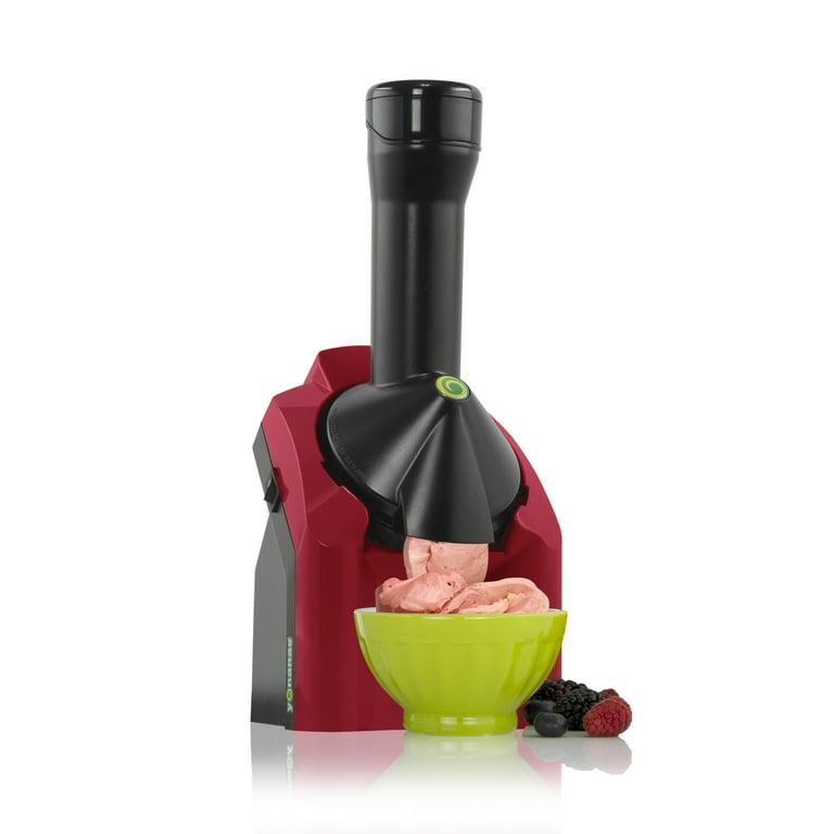 Yonanas Classic Vegan Non Dairy Frozen Fruit Soft Serve Dessert Maker with 36 Recipe Book in Red
