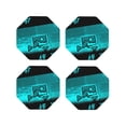 thumbnail image 2 of Saiise 4 Pcs Leather Coasters for Drinks Coaster Sets Drink Table Cup Coasters for Living Room Kitchen Coffee Decor,Geometry Dash, 2 of 8