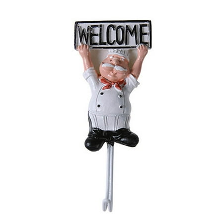 

ABIDE Weilifangwps Cartoon Chef Figurine Wall Hooks Cloth Storage Rack Wall Hanger Room Kitchen Sticky Seamless Paste Hooks