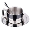 thumbnail image 2 of Yuarrent Taza de café de acero inoxidable, platillo, cuchara, juego de tazas de café de doble pared Juegos de servir café y té Yuarrent HA033223-00, 2 of 6