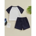 thumbnail image 4 of Biekopu Toddler Girl Boy Shorts Set Contrast Color Short Sleeve Round Neck T-Shirt with Solid Color Shorts 2Pcs Outfit, 4 of 9