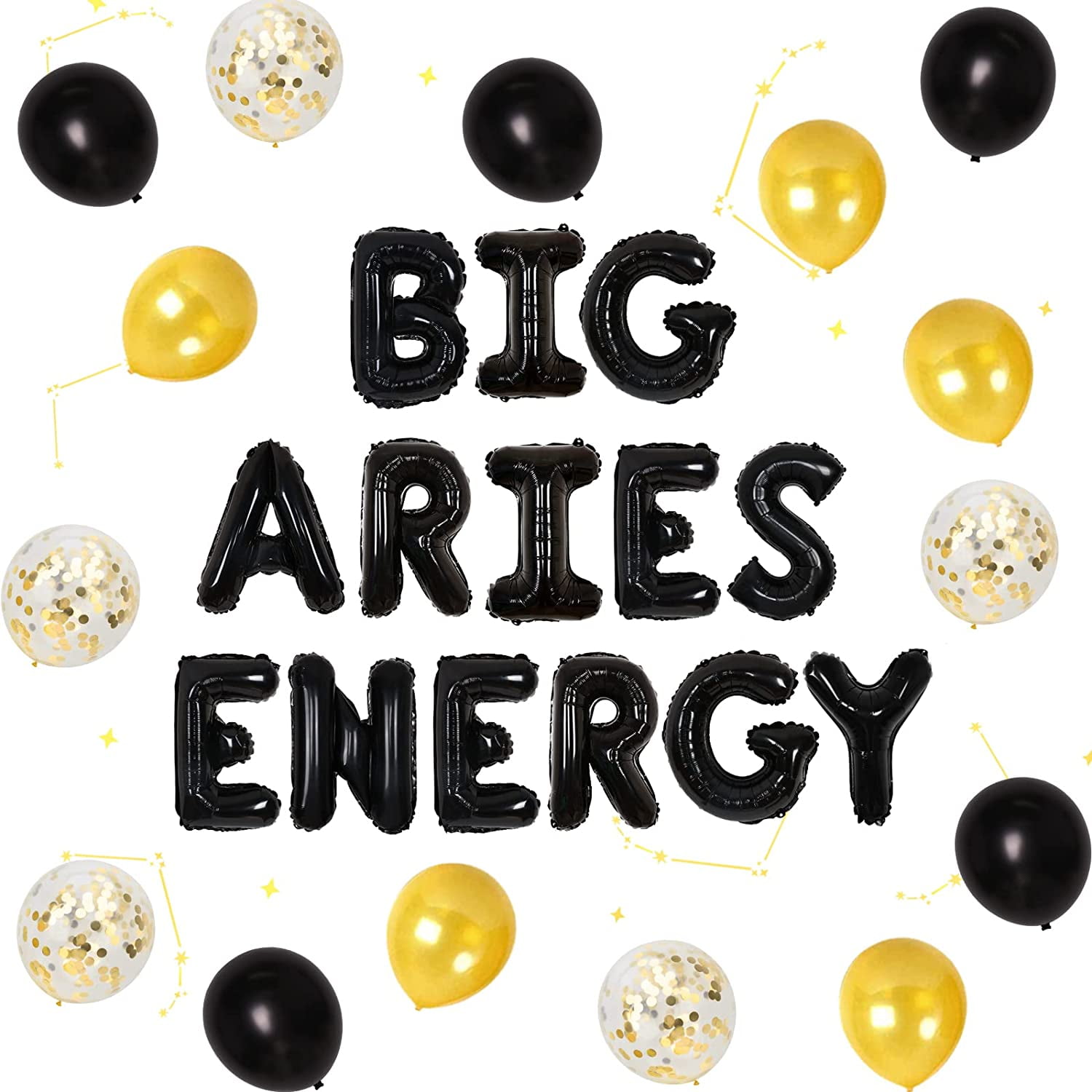 Aries Birthday Decorations, Zodiac Party Decorations Black and Gold
