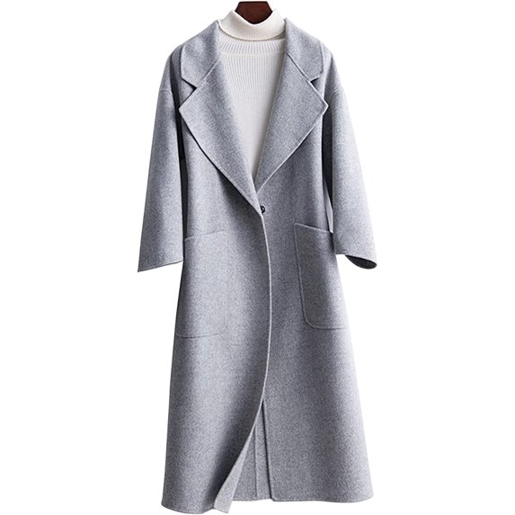 Maydear Women's Autumn Woolen Coat, Medium-length Style Leisure Double-Faced Wool Coat