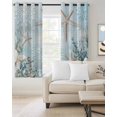 thumbnail image 3 of Teal Ocean Coastal Blackout Curtains for Bedroom, Summer Beach Nautical Coral Starfish Room Darkening Window Drapes for Living Room, Thermal Insulated Grommet Curtains, 42x84 inch, 2 Panels, 3 of 9