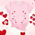 thumbnail image 1 of Aufmer 1 Pcs T-Shirt à Manches Courtes Imprimé pour Femmes, T-Shirt Col Rond Décontracté avec Motif à la Mode, Haut en Polyester Doux pour Printemps Été, Usage Quotidien Polyvalent pour Diverses Occasions (Rose), 1 of 4