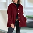 thumbnail image 2 of HAPIMO Women's Corduroy Coats Casual Comfy Long Sleeve Button Down Hooded Jacket Oversiez Solid Pocket Outerwear Coat Fall Winter Warm Clothes Wine XL, 2 of 7