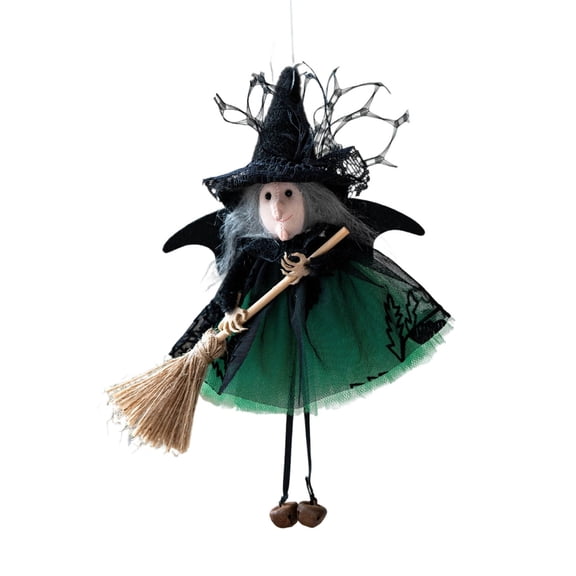 SUYOLL Halloween Tulle Witch Apron Broom Shaped Hanging Ornament For Creepy Party Wall Hooks Festive Decor For Home Door