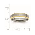 thumbnail image 2 of Ladies Beveled Edge Stainless Steel 5mm Wedding Band Ring with Yellow Plating, 2 of 4