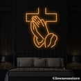 thumbnail image 3 of Glowneon Praying Hands Cross Neon Sign, Cross LED Sign, Praying Hand Neon Light, Custom Neon Sign, 3 of 5