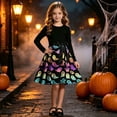 thumbnail image 5 of Mitankcoo Girls Halloween Dresses Long Sleeve Crew Neck Swing Midi Dress with Belt for Casual Wear 5-14Y, 5 of 8