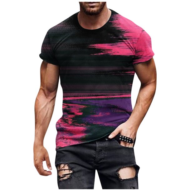 European And American Round Neck Casual Colorful Style Printed Short Sleeved T-shirt Top XL