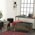 thumbnail image 3 of DecMode Metal Weathered Storage Bench with Dark Brown Tufted Faux Leather, Black, Set of 3, 3 of 14