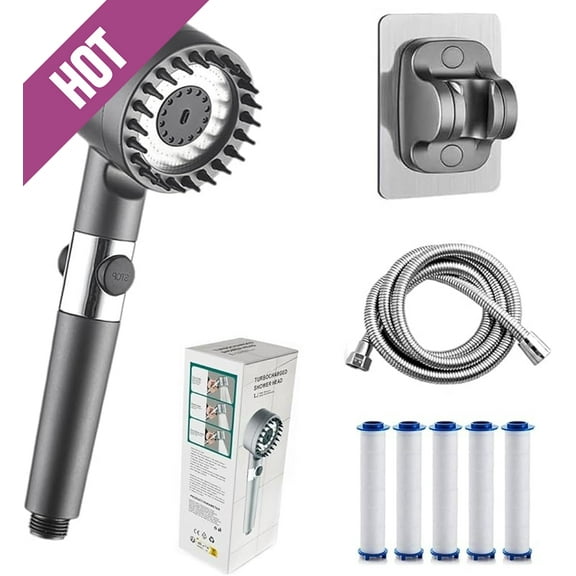 Drivse Showerhead, Ion Drops Shower Head, DrivseTurbo with Built-in Filter Handheld Turbo Showerhead (1 Set) (2PCS)