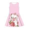 thumbnail image 3 of FOR U DESIGNS Cow Strawberry Sleeveless Midi Dress Formal Party Dresses Elastic Waist Ruffle Flowy Dress 13-14 Years Kids Girls Skater Dresses Toddler Party Playwear, Pink, 3 of 6