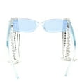 thumbnail image 4 of Heavy Dripping Rhinestone Tassel Bling Luxury Rectangle Sunglasses Blue, 4 of 4