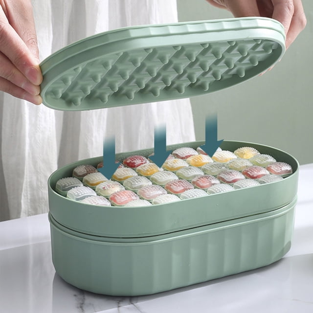 VBXOAE Stackable Round Ice Tray Set with Lid-Easy Release Ice Ball Maker for Cocktails,Coffee,Drinks,Space-Saving Design,Durable Food-Grade Material,Makes 72 Round Ice Balls,Green