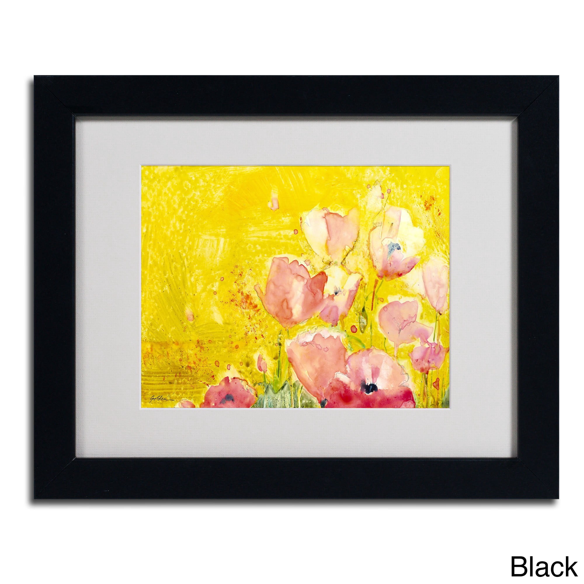 Trademark Fine Art "Pink Poppy Field" Canvas Art by Sheila Golden, Black Frame