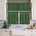 thumbnail image 4 of 3 Piece Kitchen Curtains and Valances Set Dark Green Burlap Texture Cafe Curtains 24 Inch Length Farmhouse Vintage Green Valance & Tier Curtain for Living Room Bedroom Small Window 54"x18"+27"x24"*2, 4 of 6