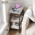 thumbnail image 4 of End Table with Charging Station, Set of 2, Side Table with USB Ports and Outlets, Small Nightstand with 3-Tier Storage Shelf, Bedside Table for Small Spaces, Greige and Black, 4 of 18