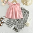 thumbnail image 2 of ZACPNCV Toddler Girl Clothes 2 Piece Girls Outfits Set Sleeveless Top and Wide Leg Pants Sets for Spring Summer Pink 3-4 Years, 2 of 9