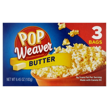 Pop Weaver Butter Microwave Popcorn, 3 count, 6.45 oz - Walmart.com
