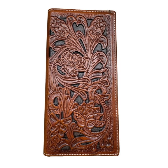 Floral Long Wallet Brown Dark Brown