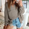 thumbnail image 2 of Vedolay Cute Sweaters Womens Sweaters 2023 Fall Long Sleeve Crew Neck Striped Oversized Casual Pullover Top,Khaki XL, 2 of 3