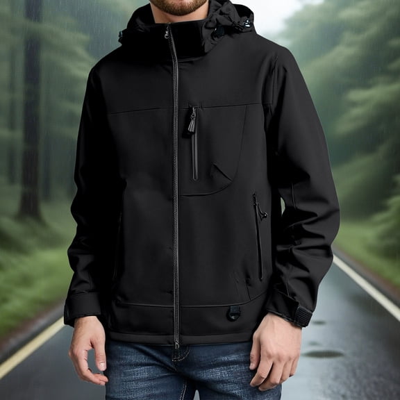 ZHOGXU Women's Hooded Coat With Pockets Long Sleeve Solid Color Zipper Windproof Comfortable Stylish Jacket For Casual Daily Wear Bk1 L