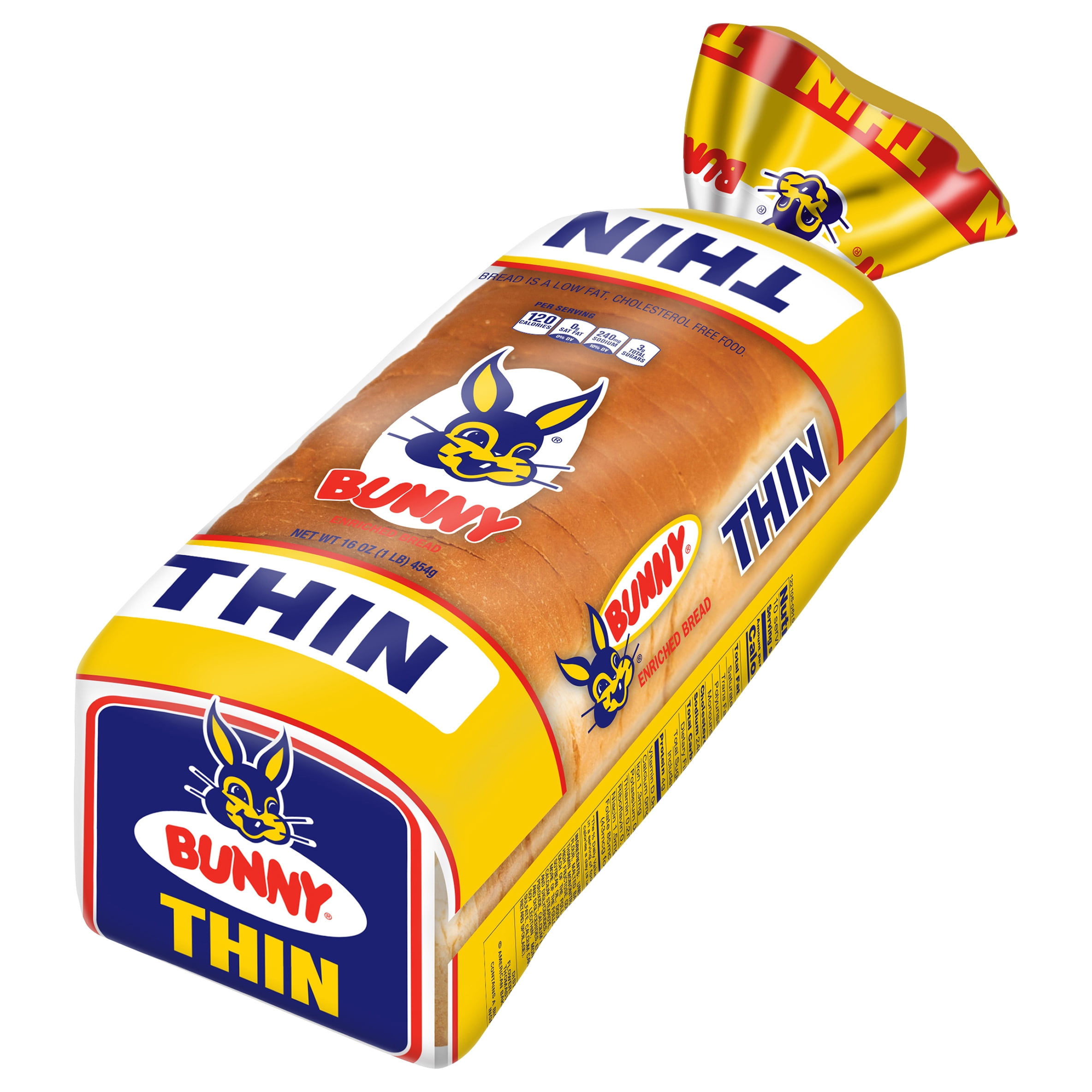 Bunny Bread Thin Sliced, Enriched Sliced White Bread, 16 oz Loaf