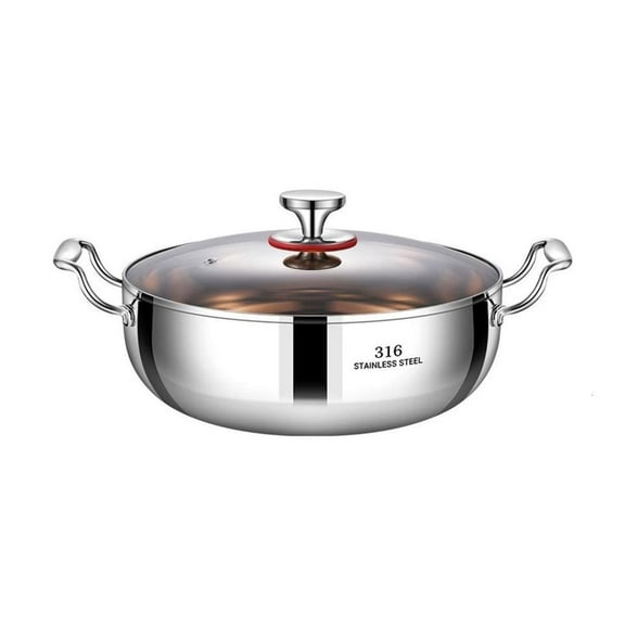 WE-POLUJ Stainless Steel 316 Soup Pot with Lid - Thickened Dual Handle Hot Pot for Induction Cooker, Gas & Electric Stove, Home Kitchen Cooking Pot for Stewing, Boiling & Serving