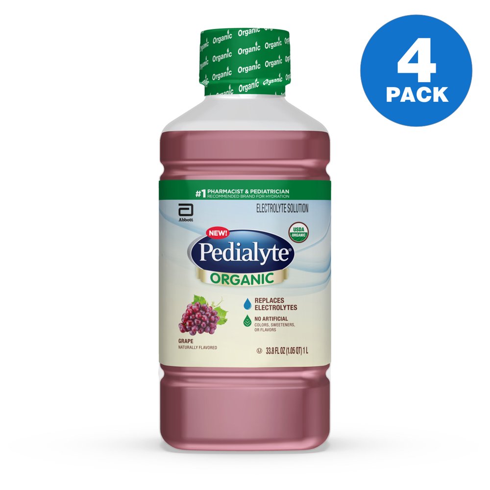 Pedialyte Organic Grape Liquid, Bottle (4 Count) Walmart