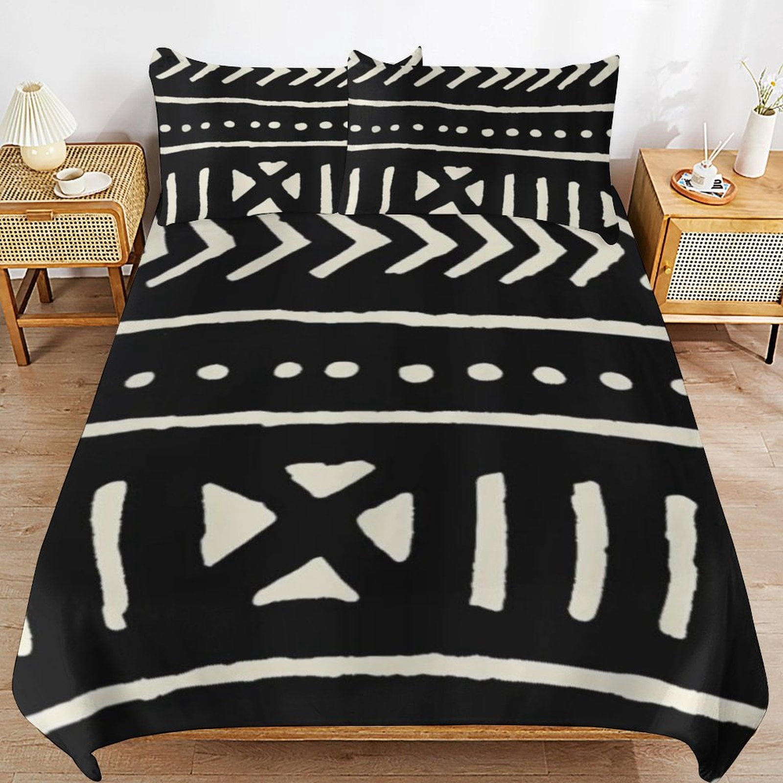 African Mud Cloth Black And White Bedding Set Duvet Cover Couple Bedclothes Pillowcase Customized Home Textiles Bed Set for Queen Size