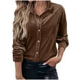 thumbnail image 3 of Mittory Velvet Tops for Women Long Blazer Jackets Long Sleeve Cardigan Jackets Slim Fit Button Down Shirts, 3 of 7