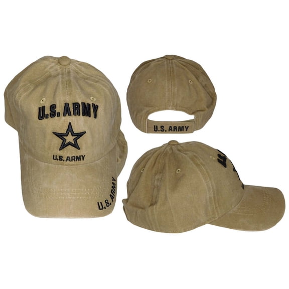 US Army Star Emblem Khaki Adjustable Cotton Embroidered Cap Hat
